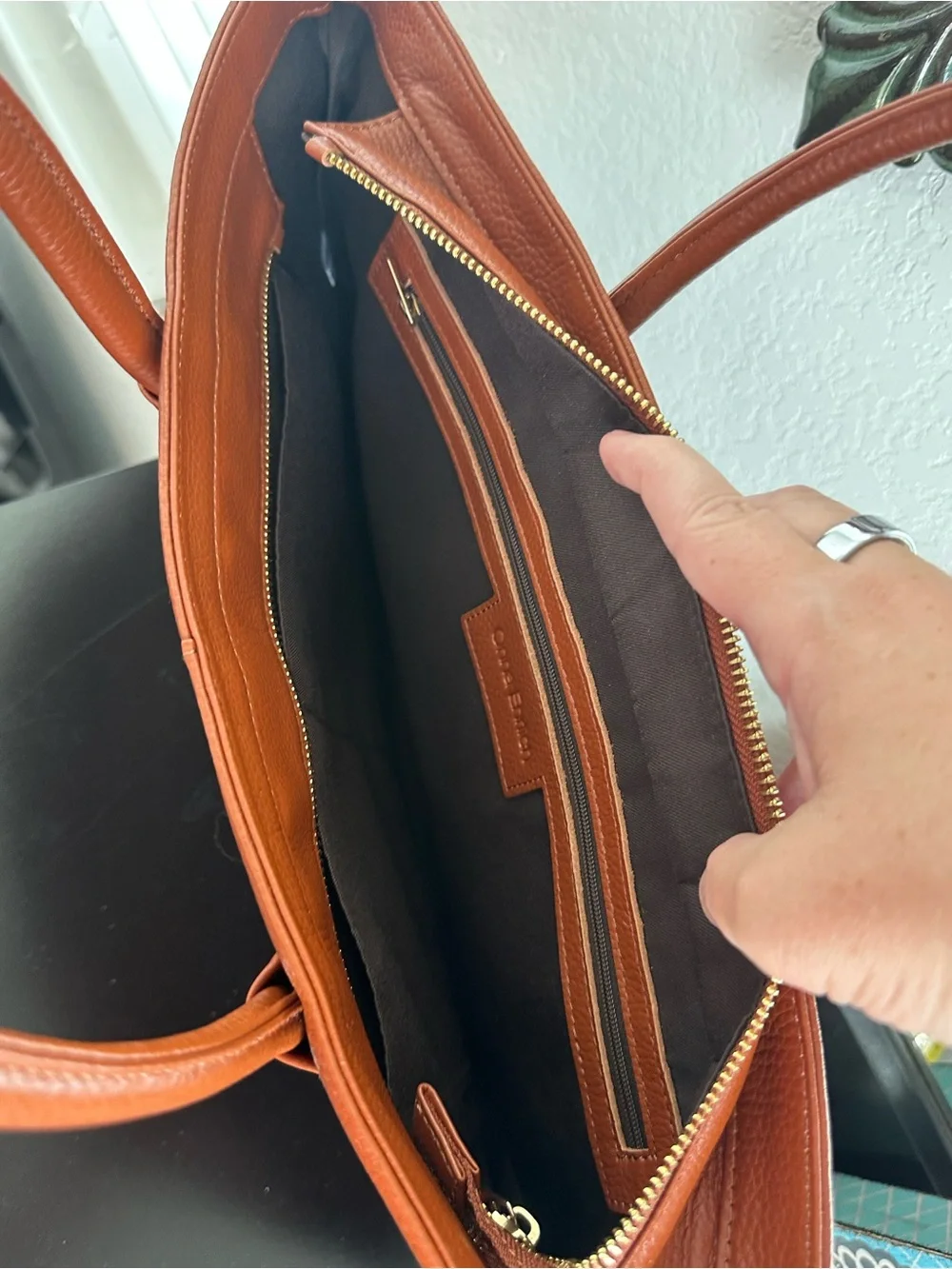 NWOT Onna Ehrlich Pebbled Leather Tote in Cognac